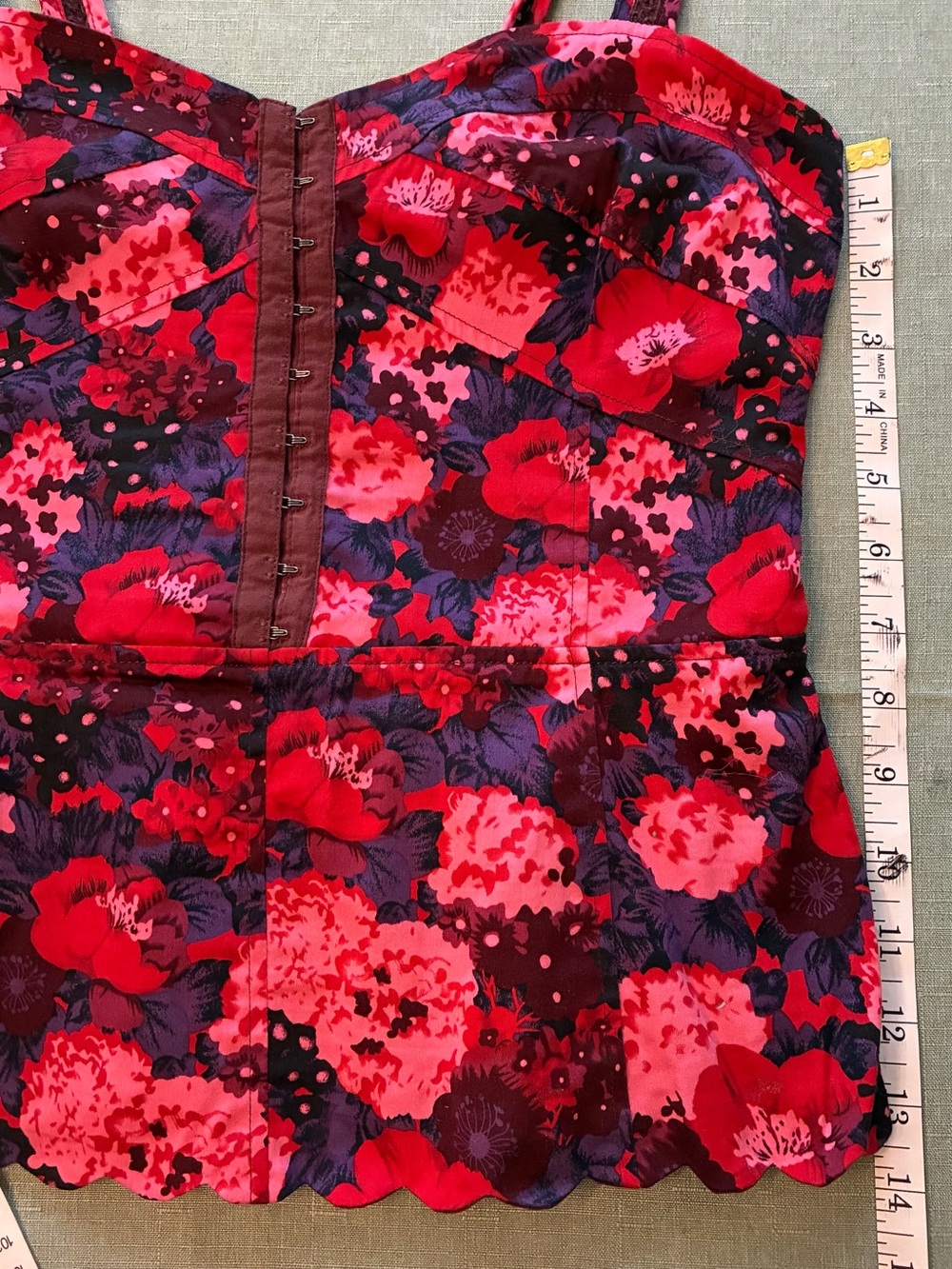 Free People Floral Hook-and-Eye Peplum Top in Red and Pink - Picture 12 of 16
